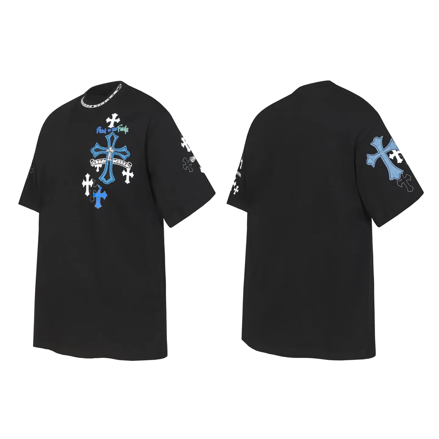 P170 Chrome Hearts CH Chrome Hearts Cross ✝️Denim embroidered Sanskrit short-sleeved T-shirt. Printed using direct injection imported machines. Hardware and accessories are all milled and customized. Correct configuration. Black 2025 Chrome Hearts authentic packaging. 260 grams of custom-dyed double yarn cotton. Large version. Loose and stylish. Differentiated from low version, slim and long version with upper body and hips. 100% commitment: top quality. Not fast food. Highest version on the market. Top quality - different from ordinary versions on the market. If you care about quality, you should also respect the price. Absolutely 0 after-sales service and 0 return rate so far. It’s hard not to love the style - 260g double yarn cotton custom dyed fabric - Correct high-density main mark, washed tag, hand-sewn
